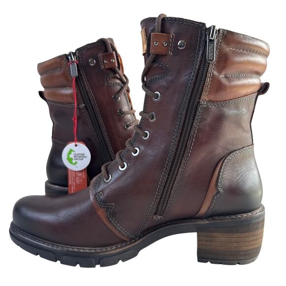 Pikolinos Ankle Boots San Sebastia EU40 US 9-9.5 Brown Leather Lace Up Side Zip - Picture 4 of 11
